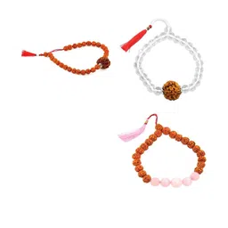 Divine souvenirs Unisex Set Of 3 Rudraksh Beaded Elasticated Bracelets-48