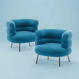 nestroots Exquisite Boucle Accent Blue & Black Wooden Lounge Chair-image-84