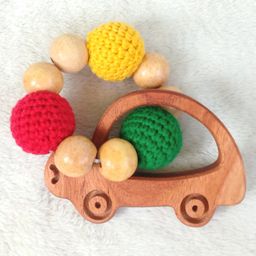 Taruh Kids Neem Wood Teething Bracelet Car Design- Multicolor-28