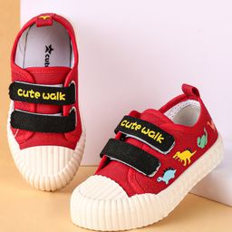 Cute Walk by Babyhug Velcro Closure Dino Printed Casual Shoes - Red-image-20