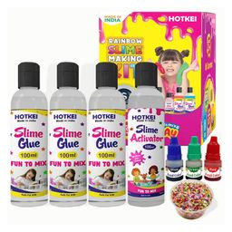 HOTKEI Make 15  Slimes Multicolor Scented DIY Toy Slimy Slime Activator Glue Gel Jelly Putty Making kit Set Toy for Boys Girls Kids- Multicolor-15