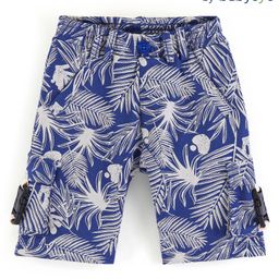Babyoye 100% Cotton Knit Knee Length Tropical Printed Shorts - Blue & White-image-34