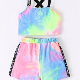 Kookie Kids Sleeveless Tie & Dye Top & Shorts Set - Multicolor-image-21