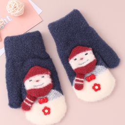 Babyhug Gloves with Snowman Design - Navy Blue-image-23