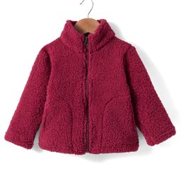 Kanvin Fleece Woven Full Sleeves Solid Colour Winter Jacket - Wine-image-91