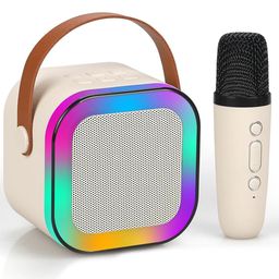 YAMAMA Karaoke Machine for Kids Adults Mini Portable Blue-Tooth Karaoke Speaker with Wireless Microphone and Dynamic Lights Birthday Gift Home KTV Outdoor Travel - Colors May Vary-28