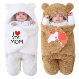 Babyzone Super Soft Hooded Baby Blanket Wearable Swaddle Wrapper For 0-6 Months Baby Boys and Baby Girls - Pack of 2-picture-21
