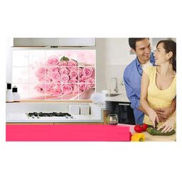 JAAMSO ROYALS Pink Rose Flower Bouquet Heat Resistant Kitchen Wall Sticker ( 75 CM x 45 CM )-image-23