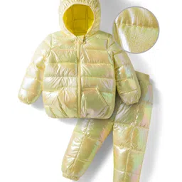 Mark & Mia Full Sleeves Hooded Winter Wear Suits Set with Pocket & Ear Applique - Yellow-picture-4