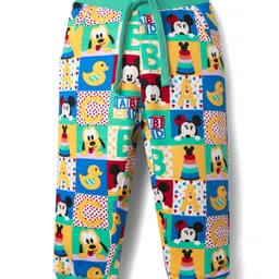 Babyhug Disney Cotton Full Length Lounge Pant with Minnie & Mickey Mouse Graphics - Mint-picture-5
