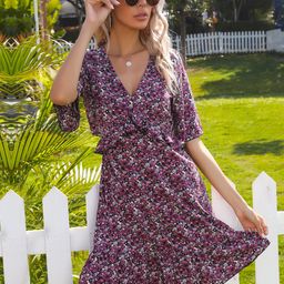 DressBerry Floral Print Cut-Out Detail Ruffled Empire Mini Dress-picture-7