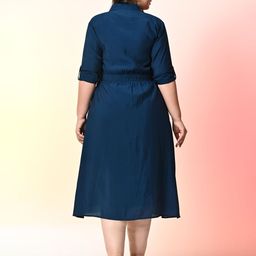 PrettyPlus by Desinoor.com Plus Size Roll-Up Sleeves Shirt Midi Dress image 5