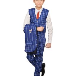 BAESD Boys Checked Single-Breasted 4-Piece Party Suit-image-61