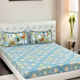 Innovative Edge Blue 160 TC King Bedsheet with 2 Pillow Covers-image-66