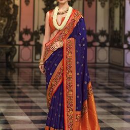 Anouk Ethnic Motifs Zari Banarasi Saree-image-6