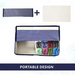 Kuber Industries Blue & White Foldable Wardrobe Drawer Organiser image 5