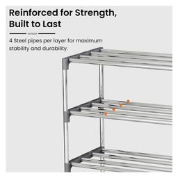StarAndDaisy Foldable 10-Shelf Storage Rack Multi-Layer Organizer for Books, Toys, Clothes, Space-Saving, Grey image 4