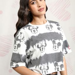 Tokyo Talkies Disney Mickey & Minnie Women Boxy Fit Cropped T-Shirt-image-54