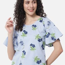 ALL WAYS YOU Vertical Striped Bell Sleeves Regular Top-image-93