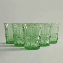 Home4U Rouchere Green & Transparent Glass Drinking Tumbler (0.2 L) - Set of 6-16