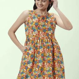 People by Pantaloons Multicolored Floral Print A-Line Dress-picture-48