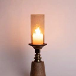 Fabindia Home Shahee Brown Glass Medium Hurricane-image-36