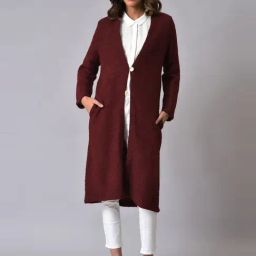 W Maroon Self Pattern Cardigan-picture-20