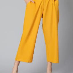 Oxolloxo Mustard Cotton Regular Fit Mid Rise Culottes-picture-33