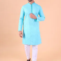 AURIK Men Striped Solid Pure Cotton Kurta with Trouser-picture-27