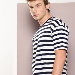 Kook N Keech Striped Drop-Shoulder Sleeves Pure Cotton Oversized T-shirt-image-3