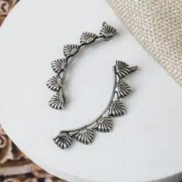 Teejh Ethnic Prisha Silver Oxidized Ear Cuff Earring-image-85