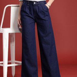 all about you Women Wide Leg High-Rise Pleated Stretchable Jeans-image-31