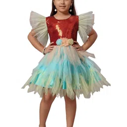 Sangria Girls Sequinned Knee-Length Frock-24