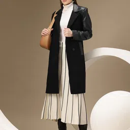 Chemistry Faux Leather Trim Belted Longline Overcoat-picture-22