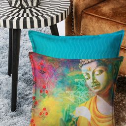 HOUZZCODE Multicoloured Set of 2 Printed Square Cushion Covers-21