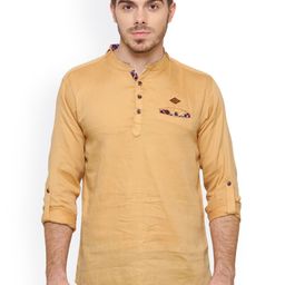 Kuons Avenue Men Mustard Solid Straight Kurta-picture-10