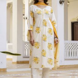 Anouk Rustic Women Floral Printed Pure Cotton Kurta with Trousers & Dupatta-picture-11