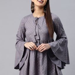 MBE Woman Printed Tie-Up Neck Top-33
