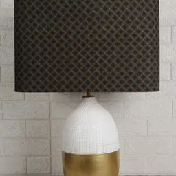 Grated Ginger Black & Brown Printed Fabric Contemporary Rectangle  Lampshade-47