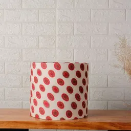 Grated Ginger Red & White Printed Cylindrical Shaped Lamp Shade-0