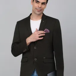 Cantabil Self Design Notched Lapel Single Breasted Blazer-image-82
