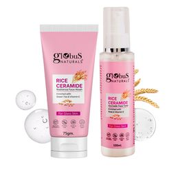 Globus naturals Set Of 2 Rice Ceramide Face Wash -75g & Face Toner-100ml-40
