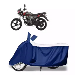 Auto Pearl Bike Cover for Bajaj Discover (White & Blue)-image-69