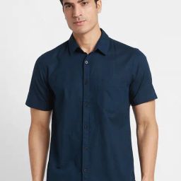 Globus Navy Regular Fit Cotton Shirt-image-38
