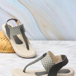 Iconics Women's Grey T-Strap Wedges-image-21