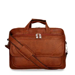 Leather World Unisex Tan Brown Solid Laptop Bag-38