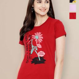 Metronaut Women Pack of 3 Mickey Mouse Graphic Printed Round Neck Cotton T-shirts-image-75