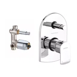 CERA CHROMO Push Type Diverter System Single Lever Exposed Part + Concealed Part Wall Mount Silver, F1019702+F4010110-8