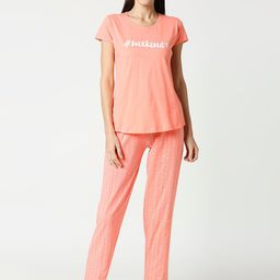 AV2 Women Peach-Coloured & White Solid Night suit-image-36