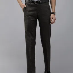 Park Avenue Men Mid-Rise Checked Smart Trousers-image-53